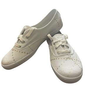 Taylor Swift Keds Lazer Lights White Sneakers with Gold Detailing Size 7.5